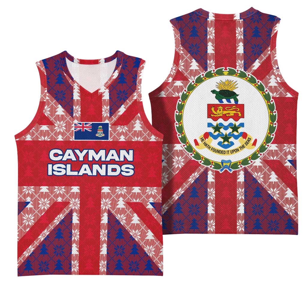 Cayman Islands Christmas Basketball Jersey Xmas Pattern and Coat of Arms - Wonder Print Shop