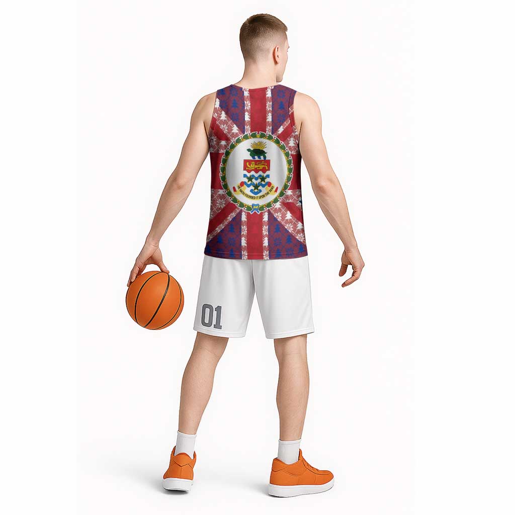Cayman Islands Christmas Basketball Jersey Xmas Pattern and Coat of Arms - Wonder Print Shop