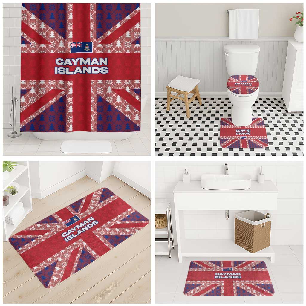 Cayman Islands Christmas Bathroom Set Xmas Pattern and Coat of Arms - Wonder Print Shop