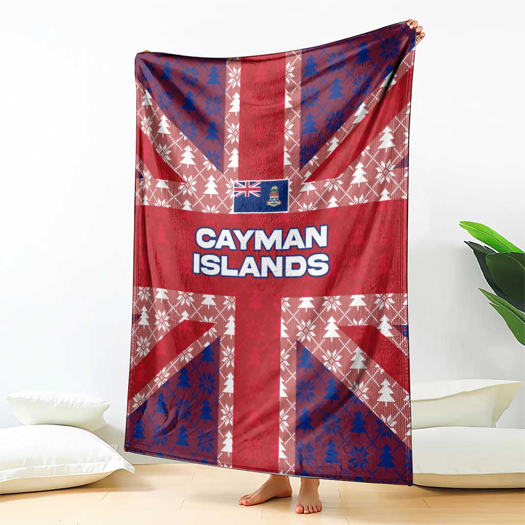 Cayman Islands Christmas Blanket Xmas Pattern and Coat of Arms - Wonder Print Shop