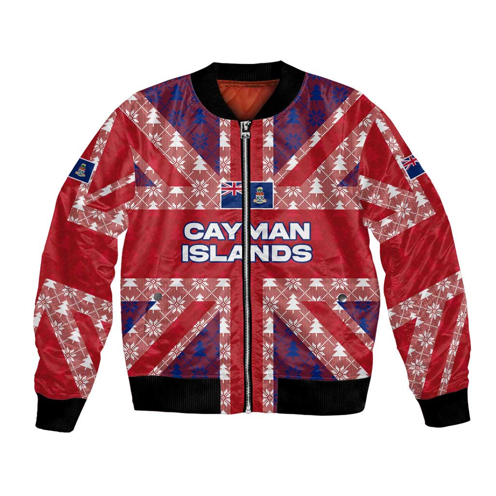 Cayman Islands Christmas Bomber Jacket Xmas Pattern and Coat of Arms - Wonder Print Shop