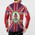Cayman Islands Christmas Button Sweatshirt Xmas Pattern and Coat of Arms - Wonder Print Shop