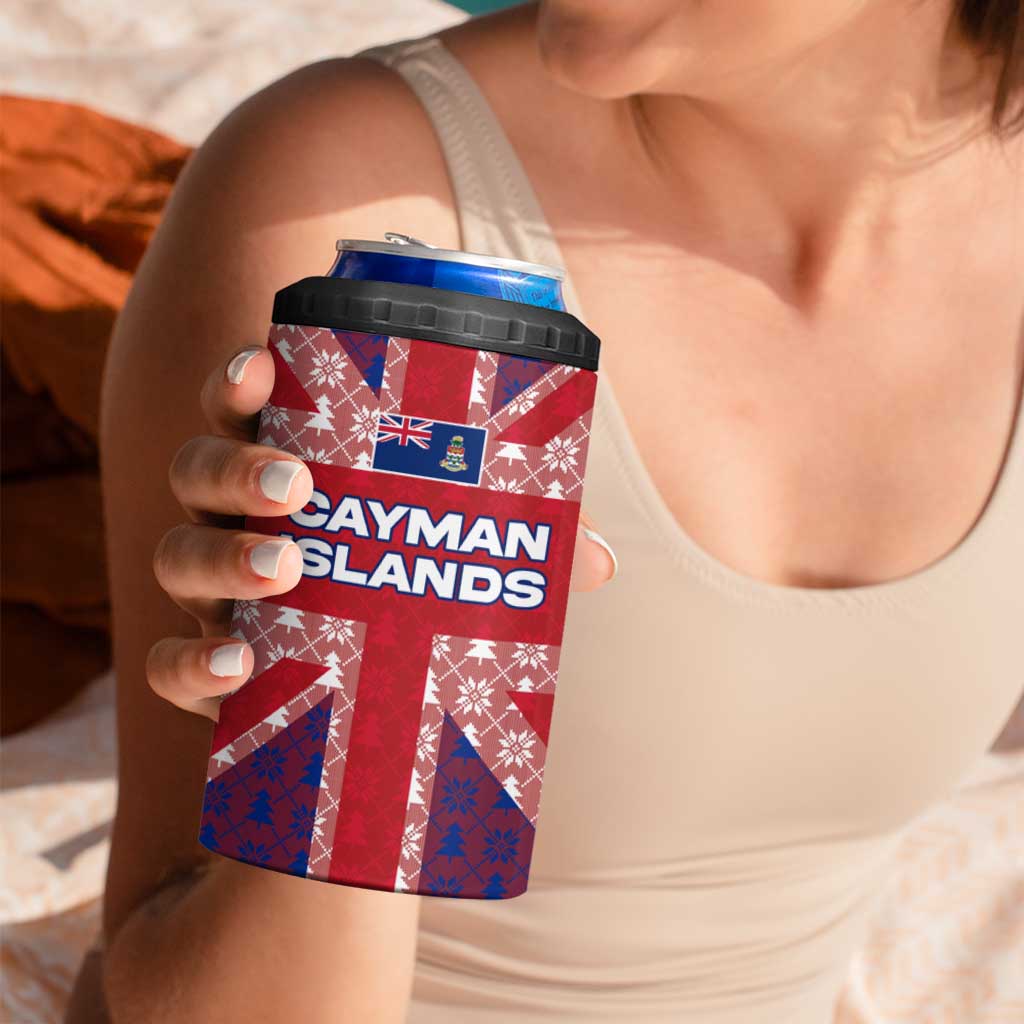 Cayman Islands Christmas 4 in 1 Can Cooler Tumbler Xmas Pattern and Coat of Arms - Wonder Print Shop