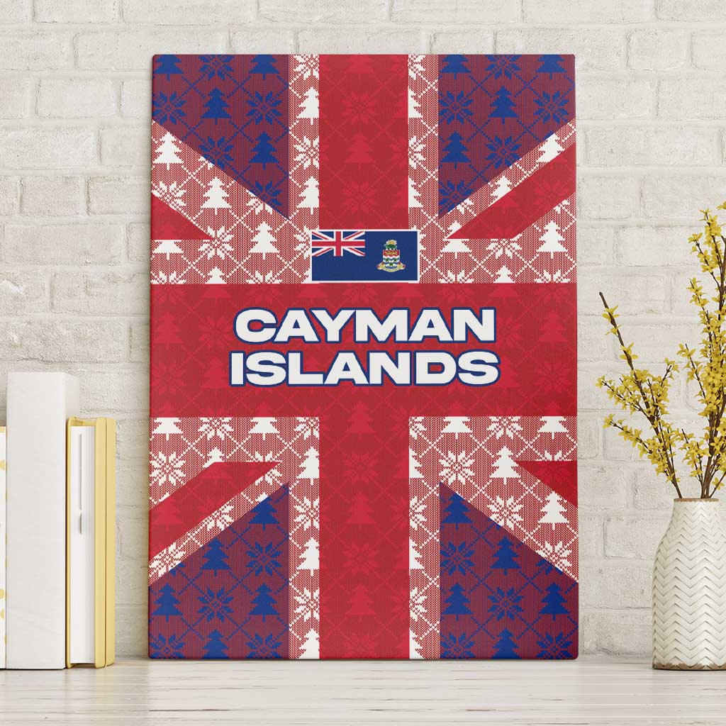 Cayman Islands Christmas Canvas Wall Art Xmas Pattern and Coat of Arms - Wonder Print Shop