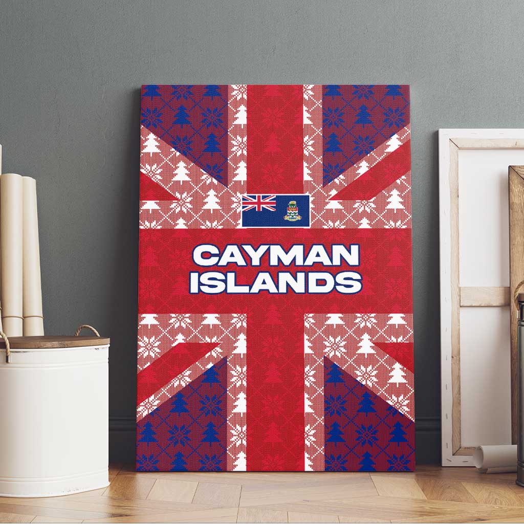 Cayman Islands Christmas Canvas Wall Art Xmas Pattern and Coat of Arms - Wonder Print Shop