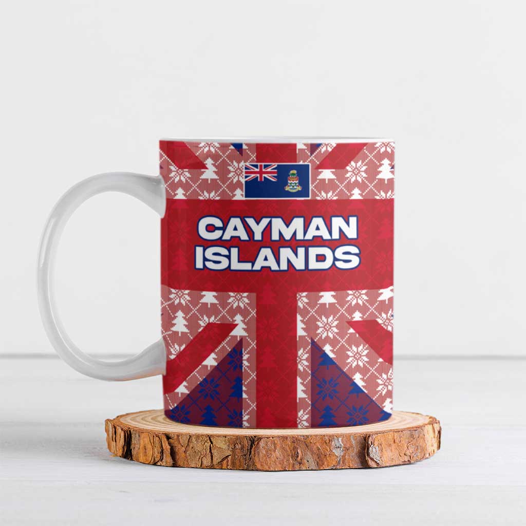 Cayman Islands Christmas Ceramic Mug Xmas Pattern and Coat of Arms - Wonder Print Shop