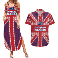 Cayman Islands Christmas Couples Matching Summer Maxi Dress and Hawaiian Shirt Xmas Pattern and Coat of Arms - Wonder Print Shop