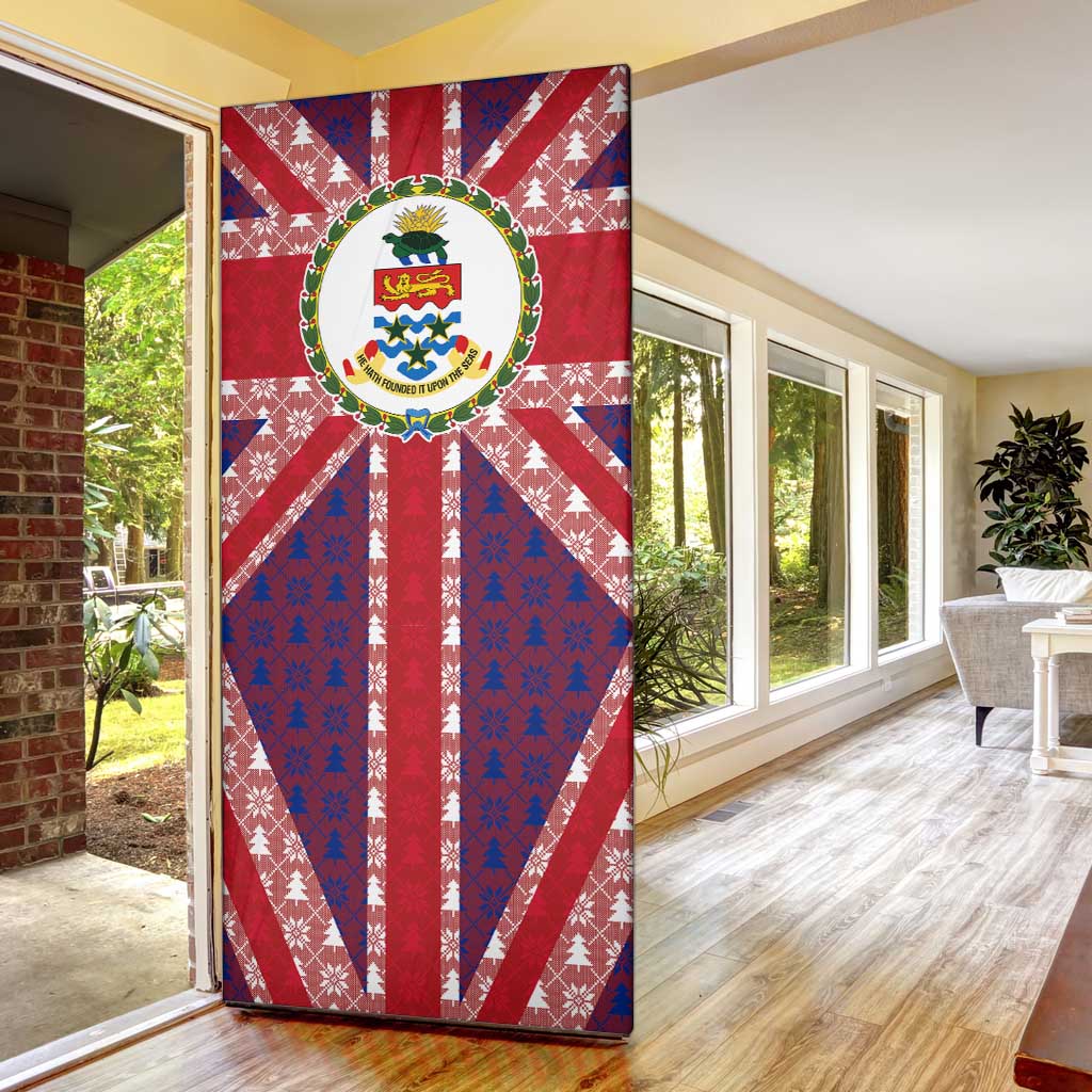 Cayman Islands Christmas Door Cover Xmas Pattern and Coat of Arms - Wonder Print Shop