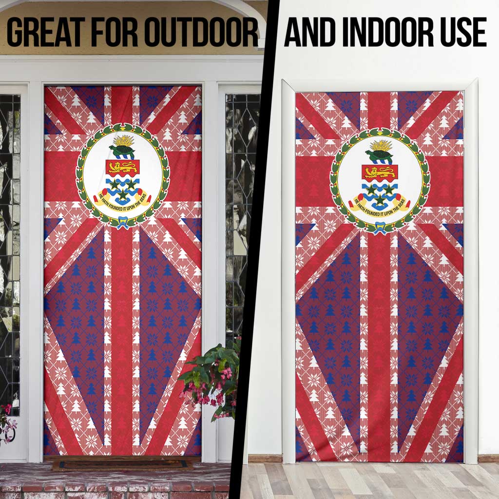 Cayman Islands Christmas Door Cover Xmas Pattern and Coat of Arms - Wonder Print Shop