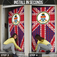 Cayman Islands Christmas Door Cover Xmas Pattern and Coat of Arms - Wonder Print Shop