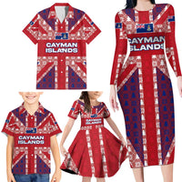 Cayman Islands Christmas Family Matching Long Sleeve Bodycon Dress and Hawaiian Shirt Xmas Pattern and Coat of Arms - Wonder Print Shop