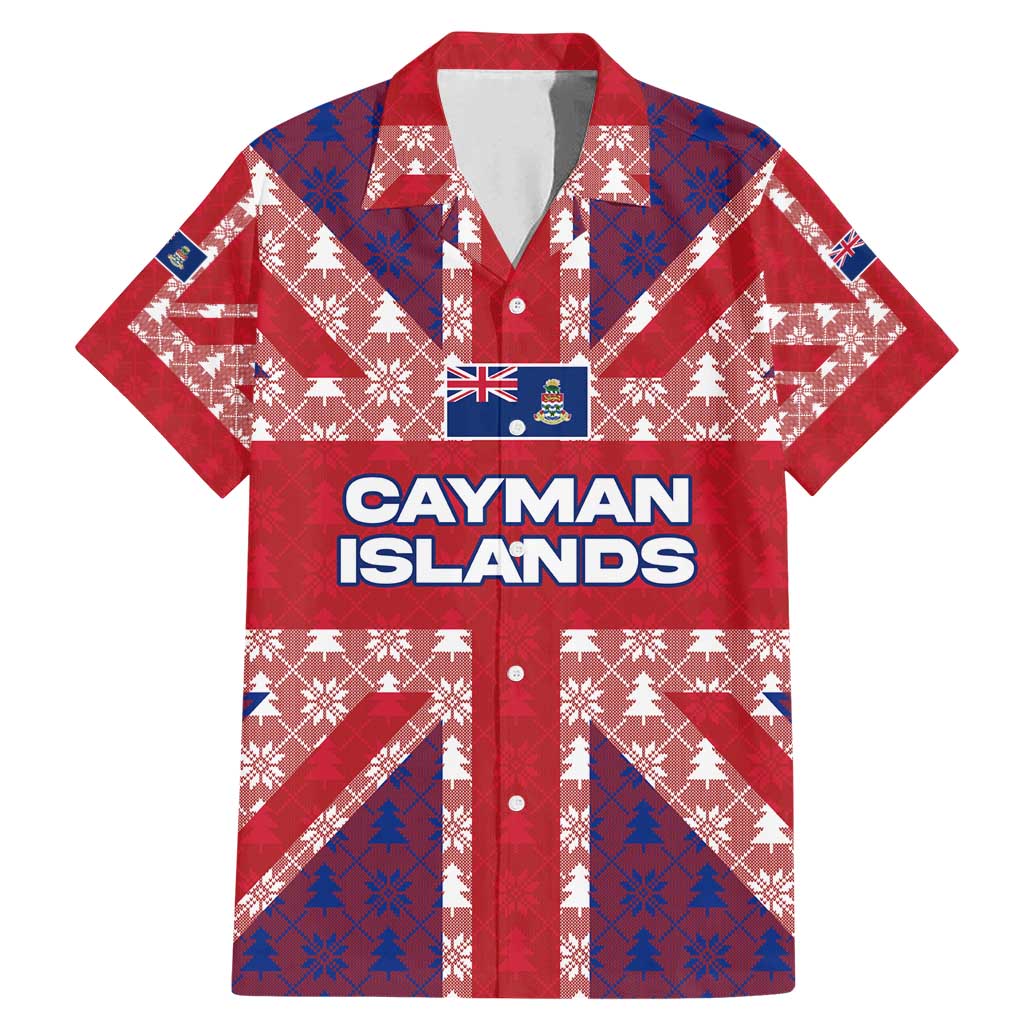Cayman Islands Christmas Family Matching Mermaid Dress and Hawaiian Shirt Xmas Pattern and Coat of Arms - Wonder Print Shop