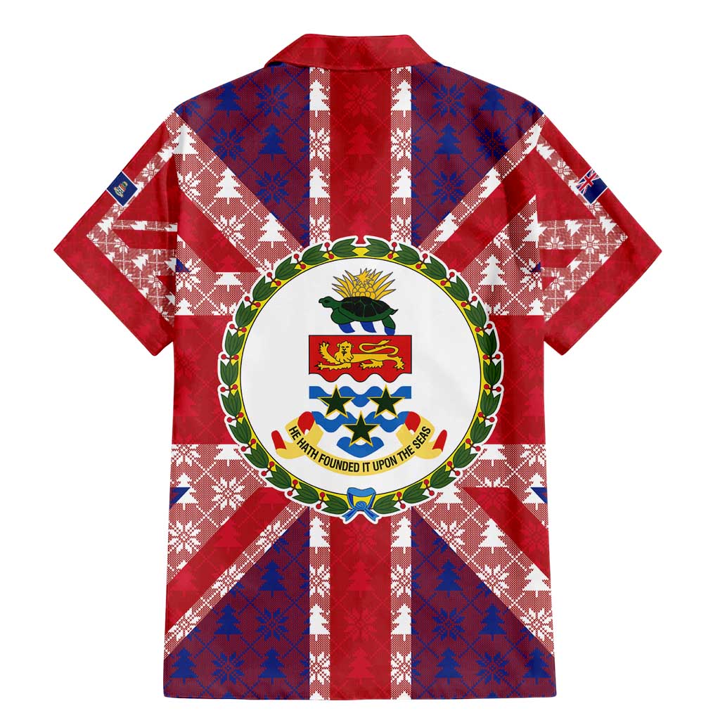 Cayman Islands Christmas Family Matching Mermaid Dress and Hawaiian Shirt Xmas Pattern and Coat of Arms - Wonder Print Shop