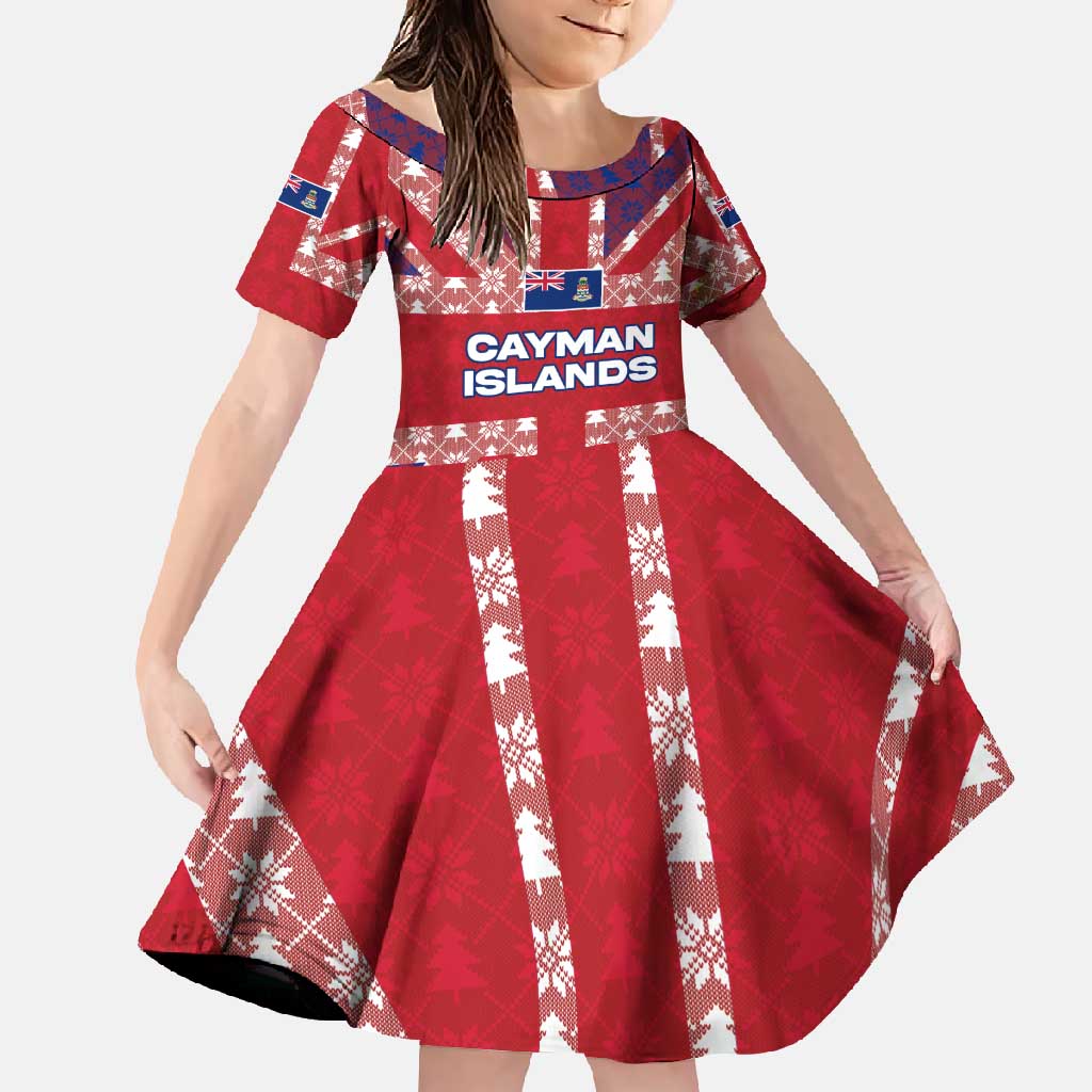 Cayman Islands Christmas Family Matching Off Shoulder Maxi Dress and Hawaiian Shirt Xmas Pattern and Coat of Arms - Wonder Print Shop