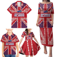 Cayman Islands Christmas Family Matching Puletasi and Hawaiian Shirt Xmas Pattern and Coat of Arms - Wonder Print Shop