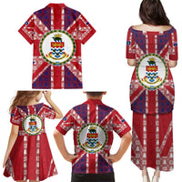 Cayman Islands Christmas Family Matching Puletasi and Hawaiian Shirt Xmas Pattern and Coat of Arms - Wonder Print Shop