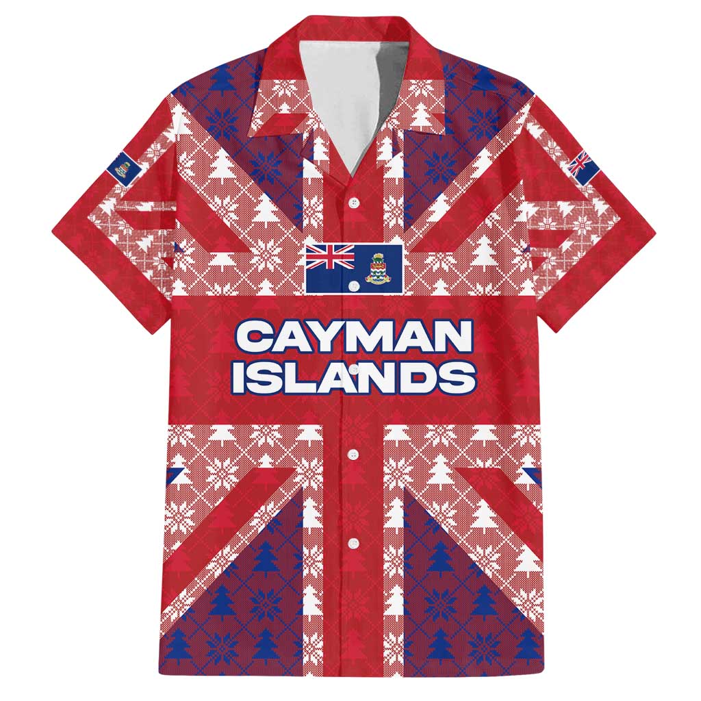 Cayman Islands Christmas Family Matching Puletasi and Hawaiian Shirt Xmas Pattern and Coat of Arms - Wonder Print Shop
