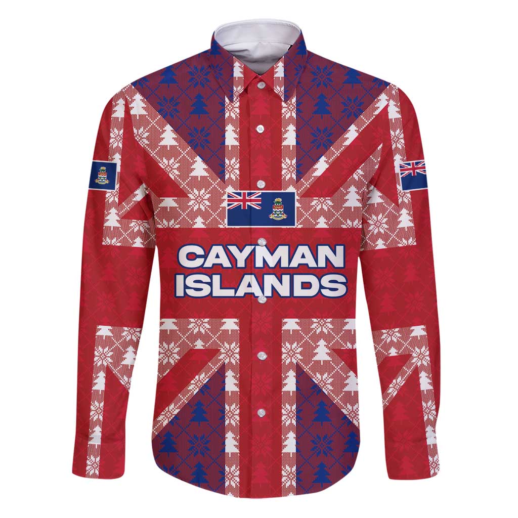 Cayman Islands Christmas Family Matching Puletasi and Hawaiian Shirt Xmas Pattern and Coat of Arms - Wonder Print Shop