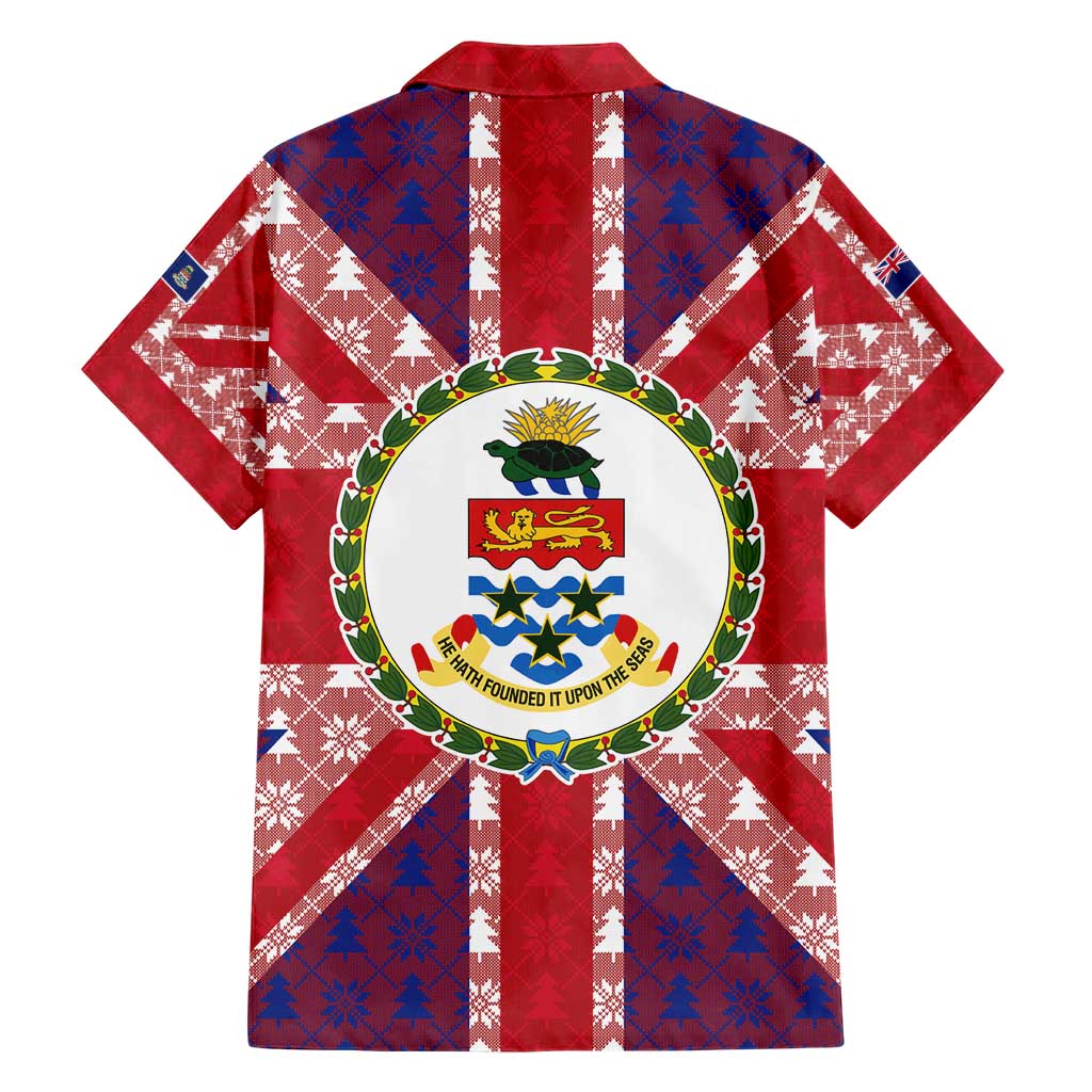 Cayman Islands Christmas Family Matching Short Sleeve Bodycon Dress and Hawaiian Shirt Xmas Pattern and Coat of Arms - Wonder Print Shop