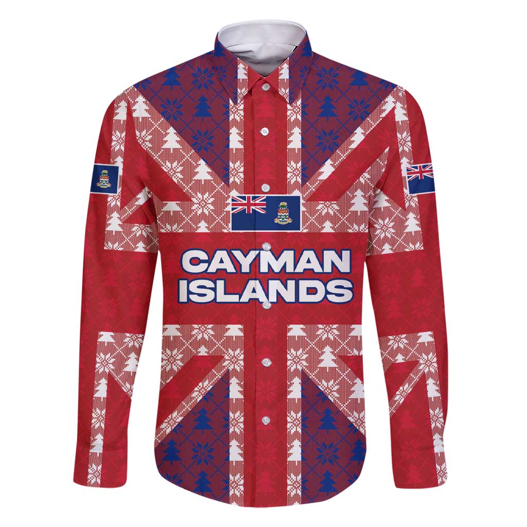 Cayman Islands Christmas Family Matching Short Sleeve Bodycon Dress and Hawaiian Shirt Xmas Pattern and Coat of Arms - Wonder Print Shop