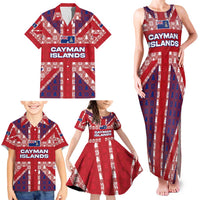 Cayman Islands Christmas Family Matching Tank Maxi Dress and Hawaiian Shirt Xmas Pattern and Coat of Arms - Wonder Print Shop