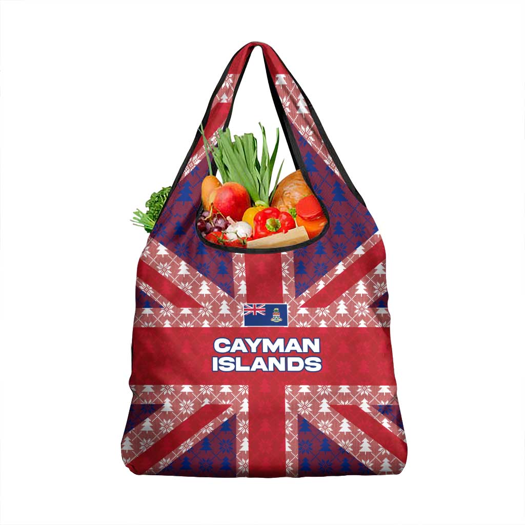 Cayman Islands Christmas Grocery Bag Xmas Pattern and Coat of Arms - Wonder Print Shop