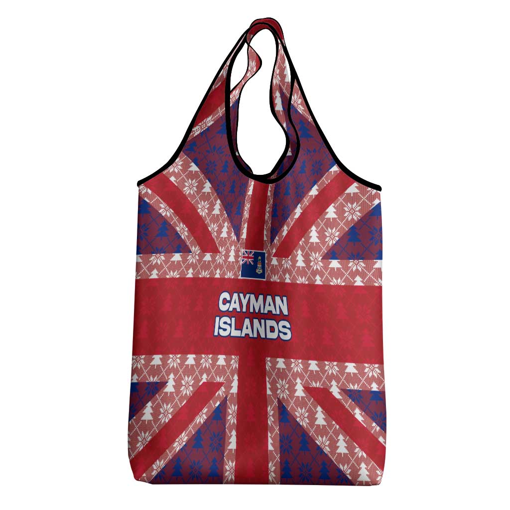 Cayman Islands Christmas Grocery Bag Xmas Pattern and Coat of Arms - Wonder Print Shop