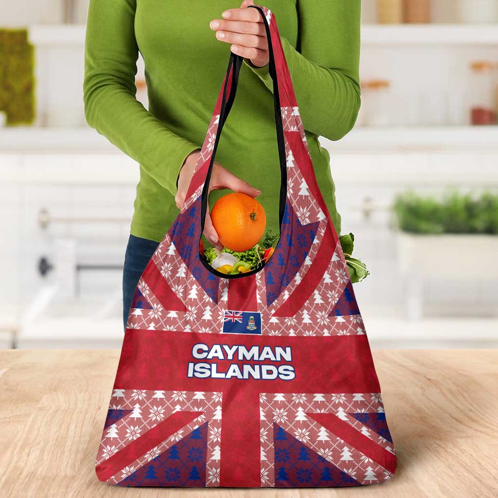 Cayman Islands Christmas Grocery Bag Xmas Pattern and Coat of Arms - Wonder Print Shop