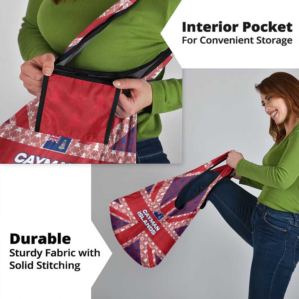 Cayman Islands Christmas Grocery Bag Xmas Pattern and Coat of Arms - Wonder Print Shop