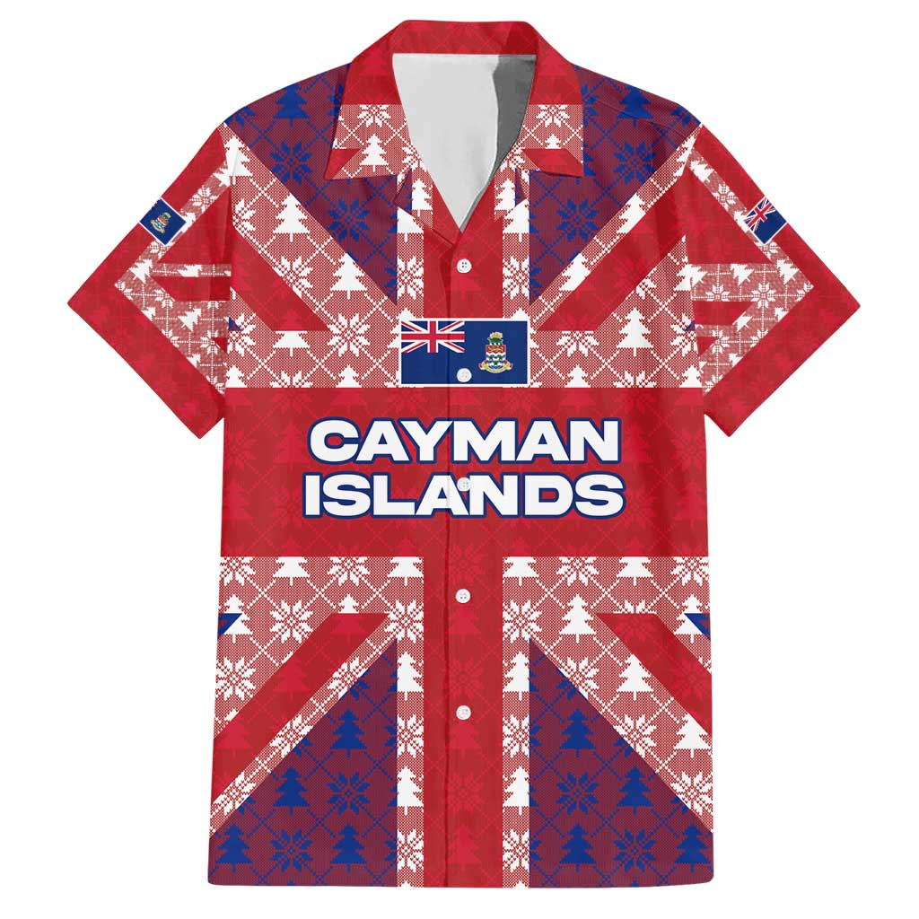 Cayman Islands Christmas Hawaiian Shirt Xmas Pattern and Coat of Arms - Wonder Print Shop