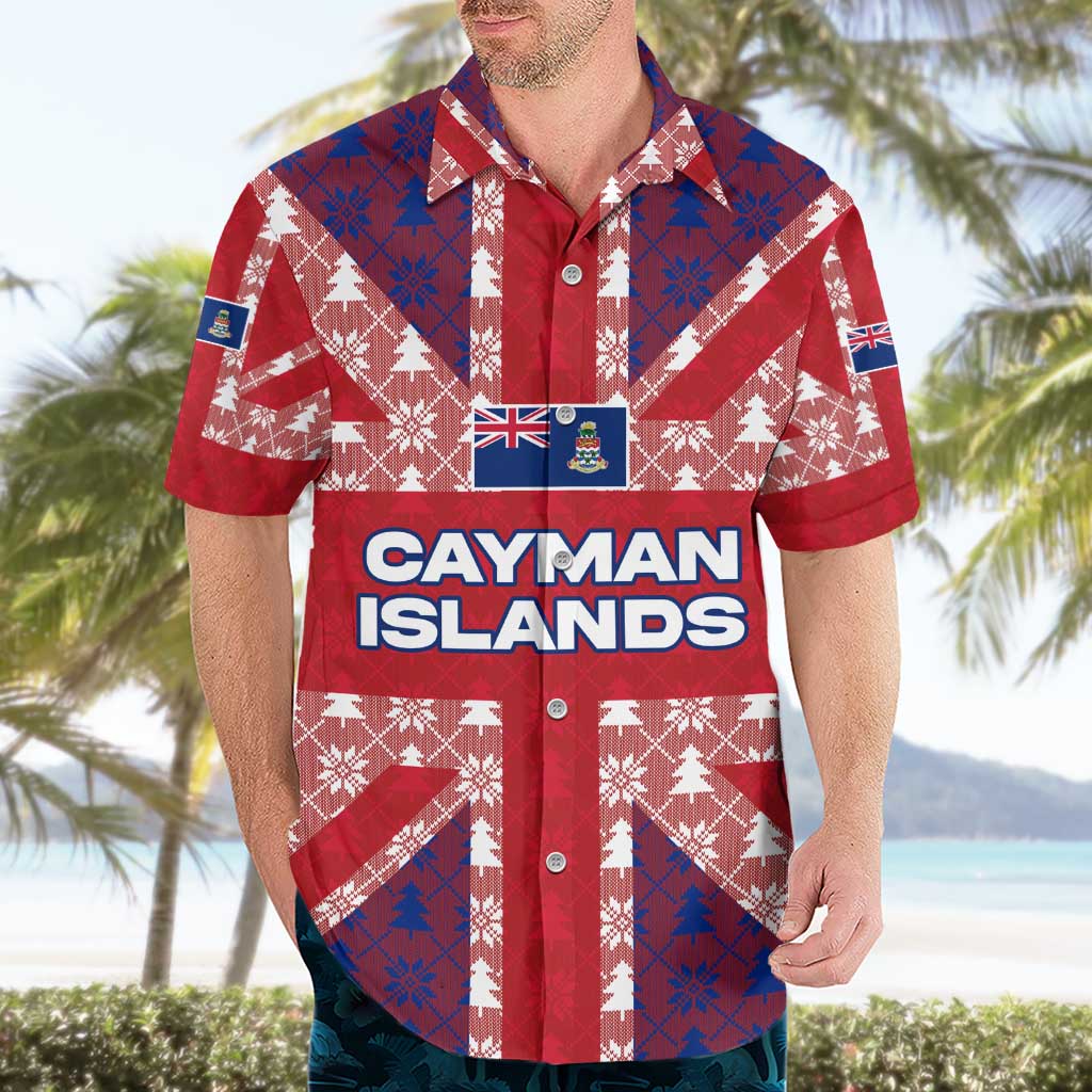 Cayman Islands Christmas Hawaiian Shirt Xmas Pattern and Coat of Arms - Wonder Print Shop