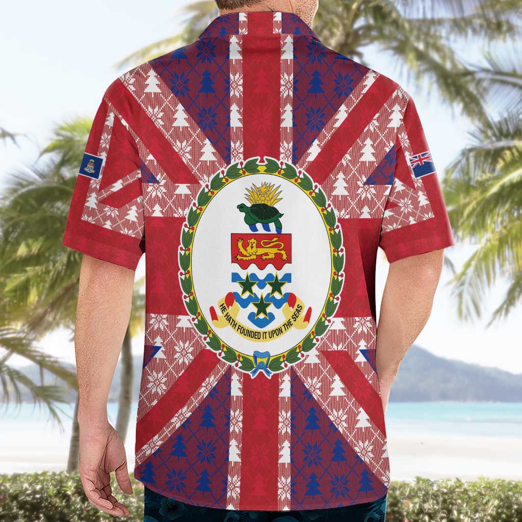 Cayman Islands Christmas Hawaiian Shirt Xmas Pattern and Coat of Arms - Wonder Print Shop