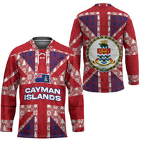 Cayman Islands Christmas Hockey Jersey Xmas Pattern and Coat of Arms - Wonder Print Shop