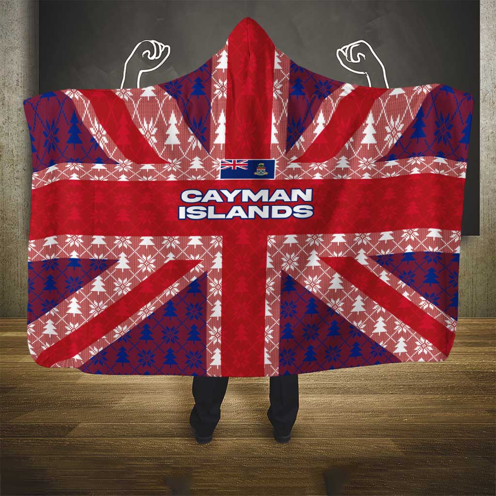 Cayman Islands Christmas Hooded Blanket Xmas Pattern and Coat of Arms - Wonder Print Shop