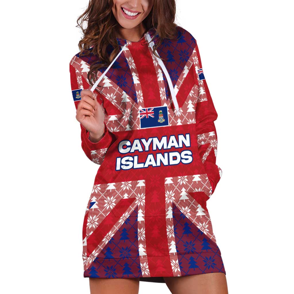 Cayman Islands Christmas Hoodie Dress Xmas Pattern and Coat of Arms - Wonder Print Shop