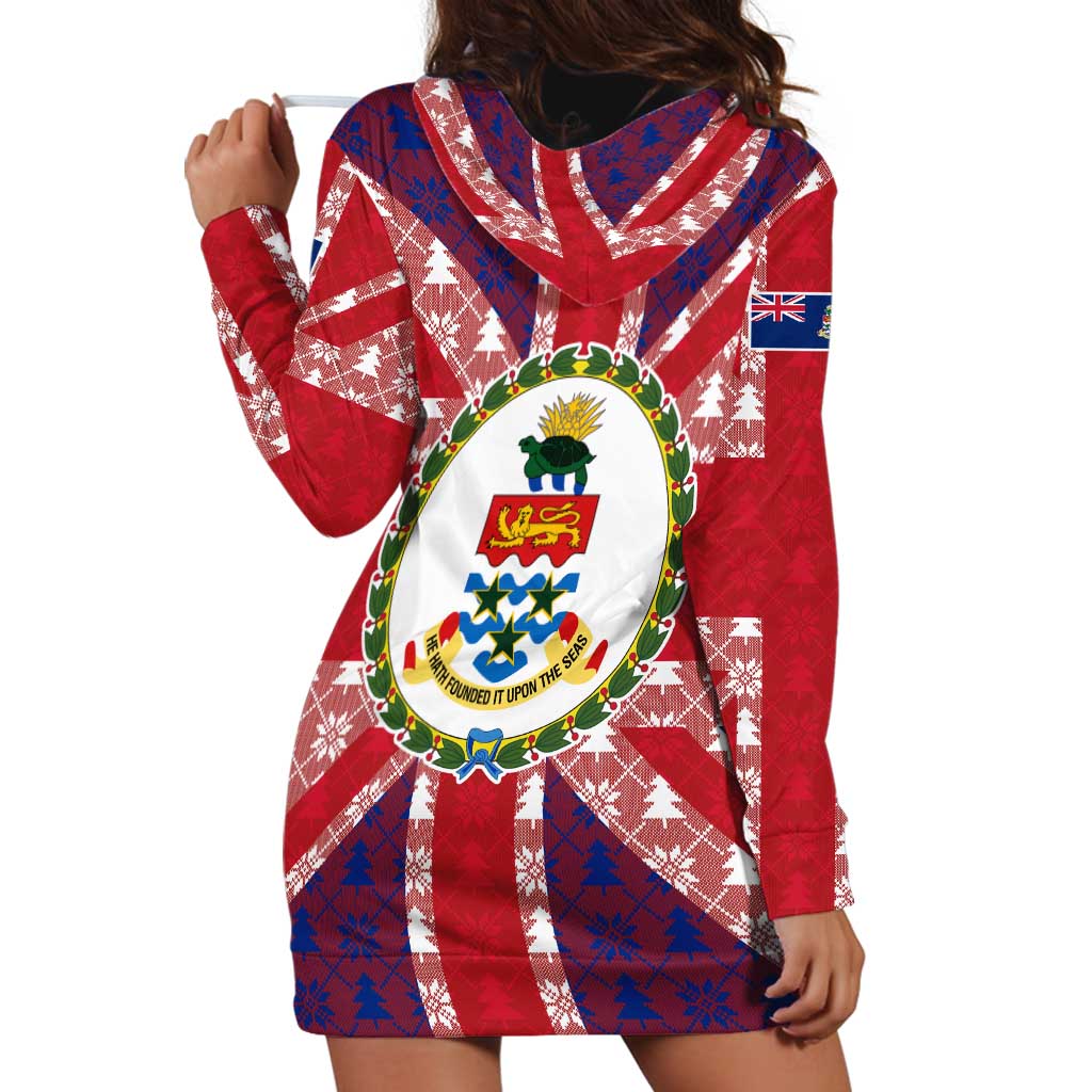 Cayman Islands Christmas Hoodie Dress Xmas Pattern and Coat of Arms - Wonder Print Shop
