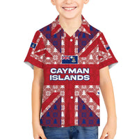 Cayman Islands Christmas Kid Hawaiian Shirt Xmas Pattern and Coat of Arms - Wonder Print Shop