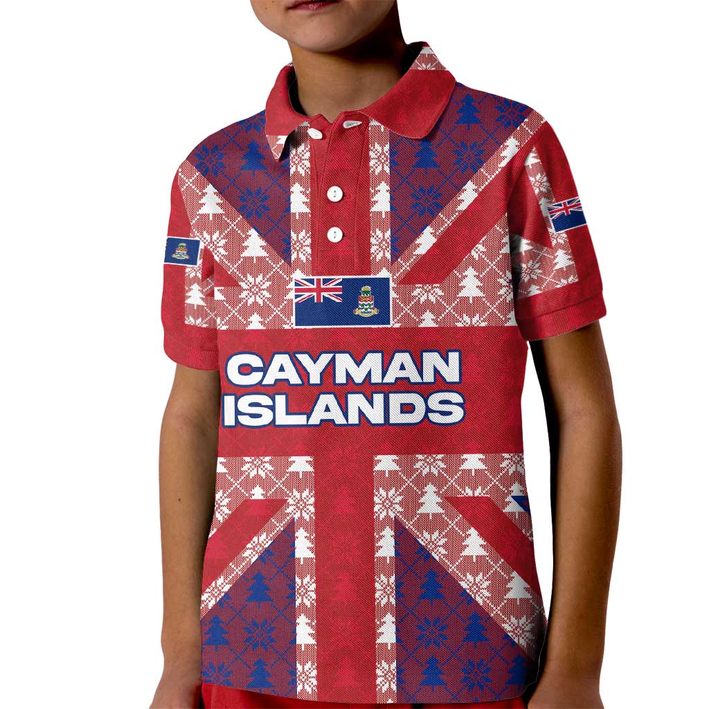 Cayman Islands Christmas Kid Polo Shirt Xmas Pattern and Coat of Arms - Wonder Print Shop