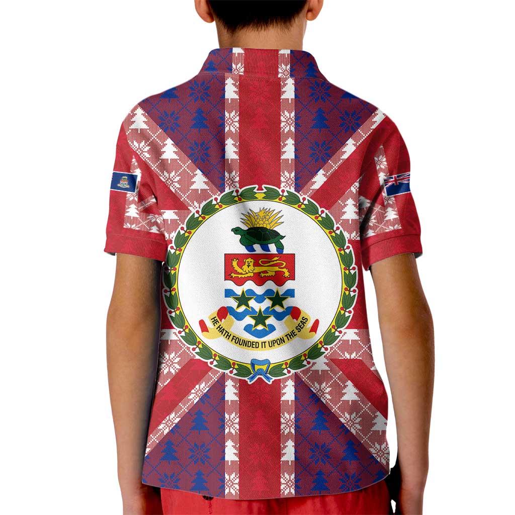 Cayman Islands Christmas Kid Polo Shirt Xmas Pattern and Coat of Arms - Wonder Print Shop