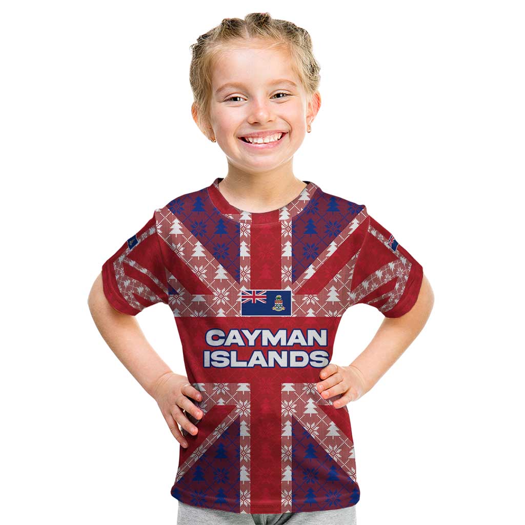 Cayman Islands Christmas Kid T Shirt Xmas Pattern and Coat of Arms - Wonder Print Shop