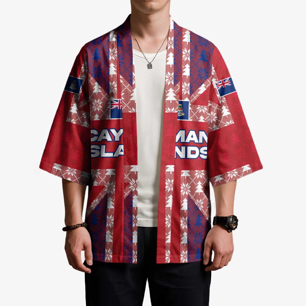 Cayman Islands Christmas Kimono Xmas Pattern and Coat of Arms - Wonder Print Shop