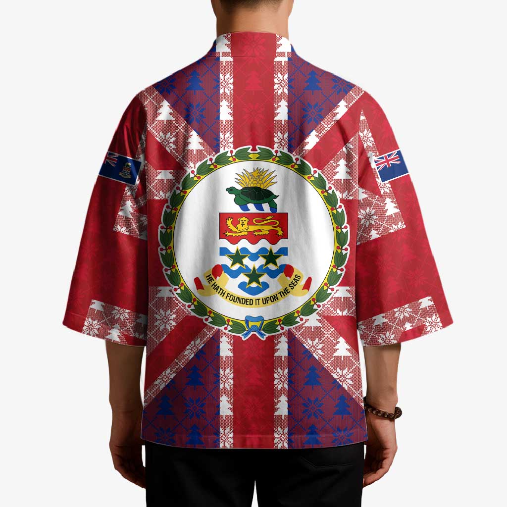Cayman Islands Christmas Kimono Xmas Pattern and Coat of Arms - Wonder Print Shop