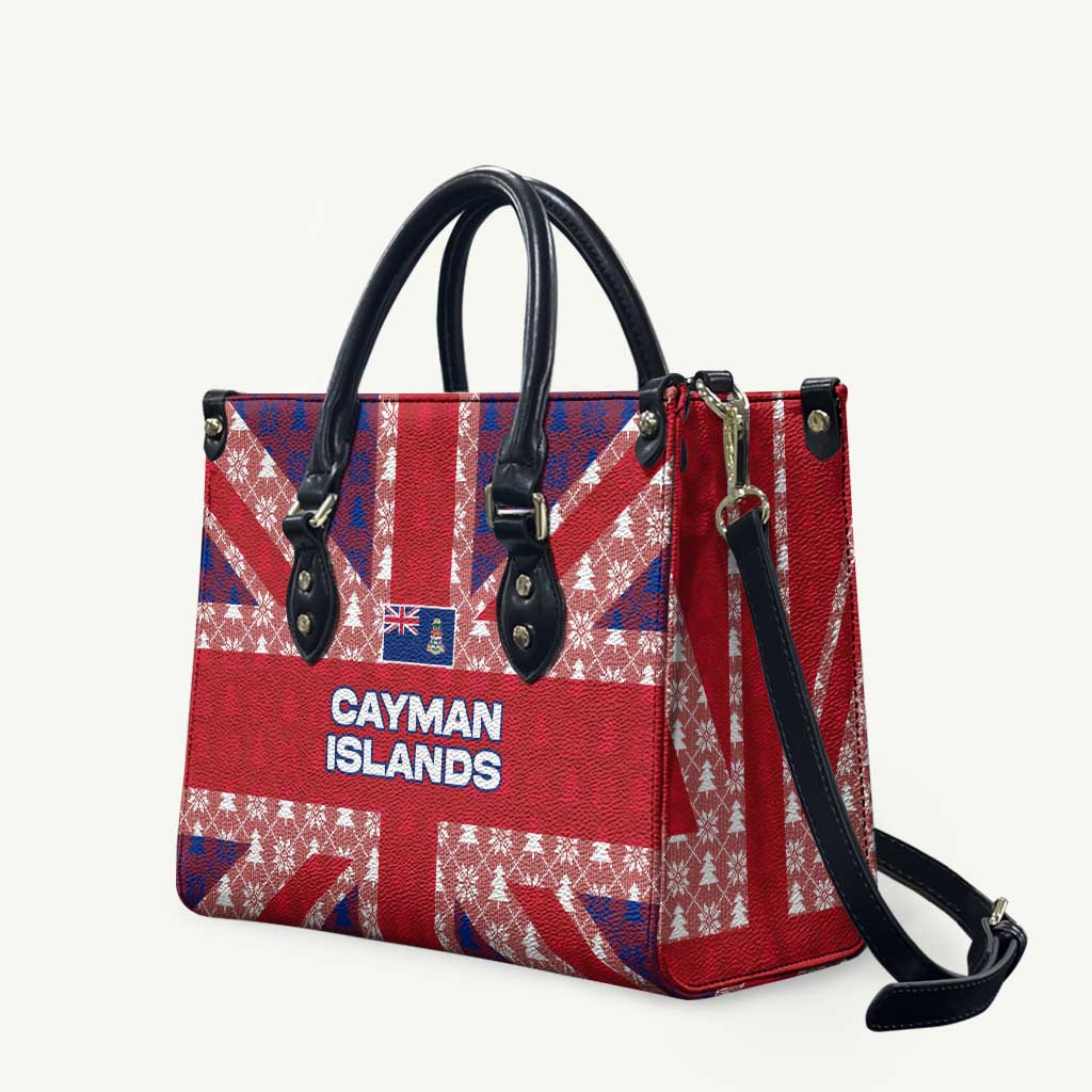 Cayman Islands Christmas Leather Bag Xmas Pattern and Coat of Arms - Wonder Print Shop