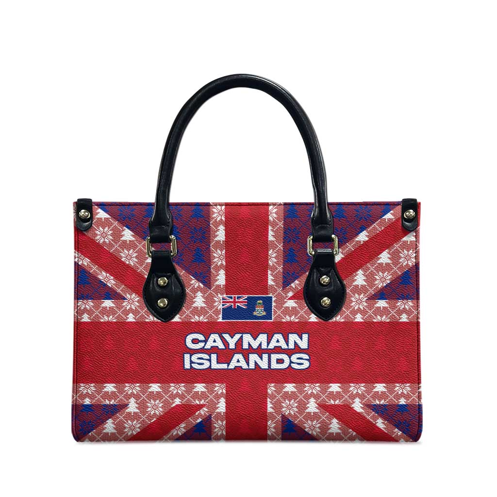 Cayman Islands Christmas Leather Bag Xmas Pattern and Coat of Arms - Wonder Print Shop
