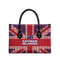 Cayman Islands Christmas Leather Bag Xmas Pattern and Coat of Arms - Wonder Print Shop