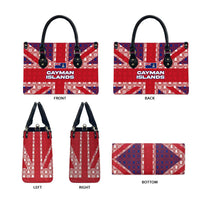 Cayman Islands Christmas Leather Bag Xmas Pattern and Coat of Arms - Wonder Print Shop
