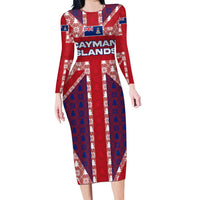 Cayman Islands Christmas Long Sleeve Bodycon Dress Xmas Pattern and Coat of Arms - Wonder Print Shop