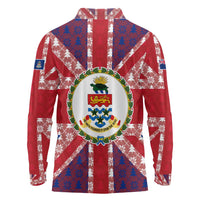 Cayman Islands Christmas Long Sleeve Polo Shirt Xmas Pattern and Coat of Arms - Wonder Print Shop