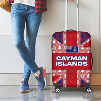 Cayman Islands Christmas Luggage Cover Xmas Pattern and Coat of Arms - Wonder Print Shop