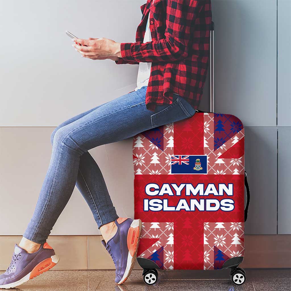 Cayman Islands Christmas Luggage Cover Xmas Pattern and Coat of Arms - Wonder Print Shop
